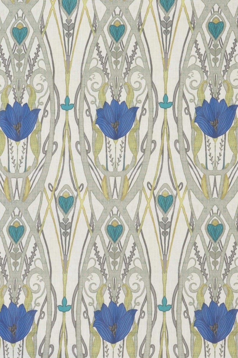 Jubilee Sapphire on Cream Double Width Fabric