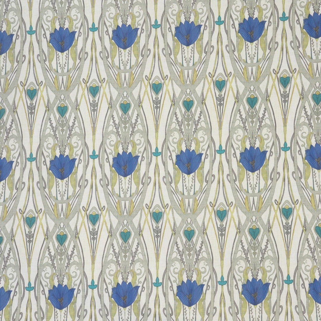 Jubilee Sapphire on Cream Double Width Fabric