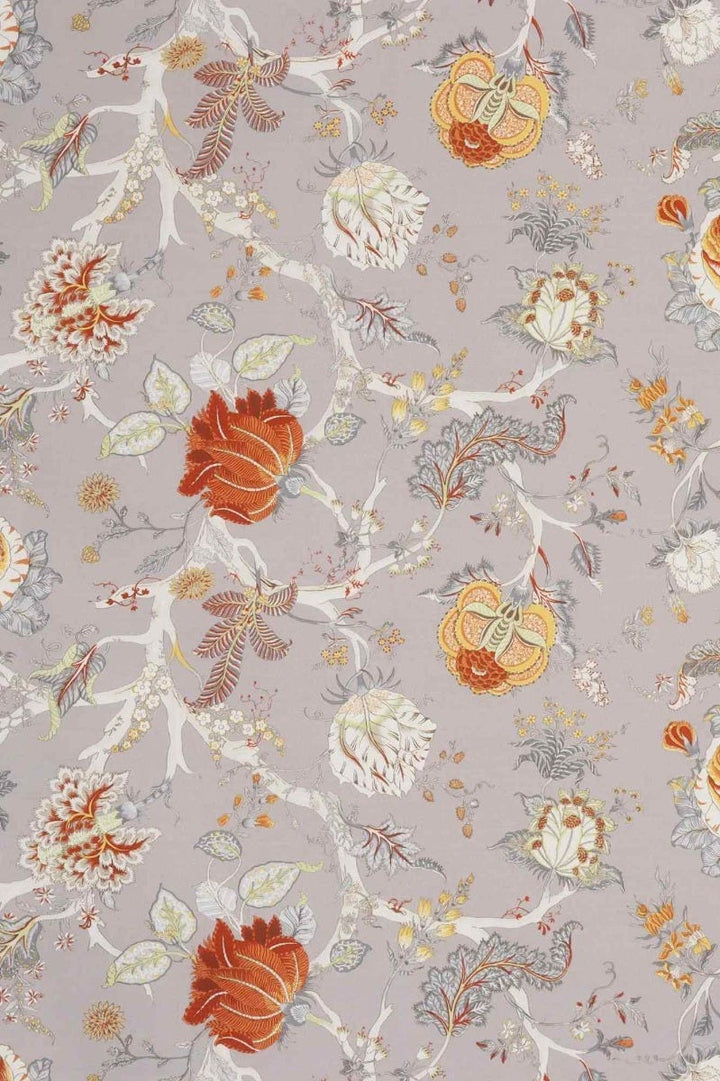 Bukhara Floral Taupe Orange Double Width Fabric