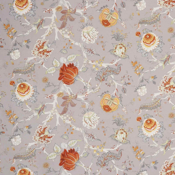 Bukhara Floral Taupe Orange Double Width Fabric