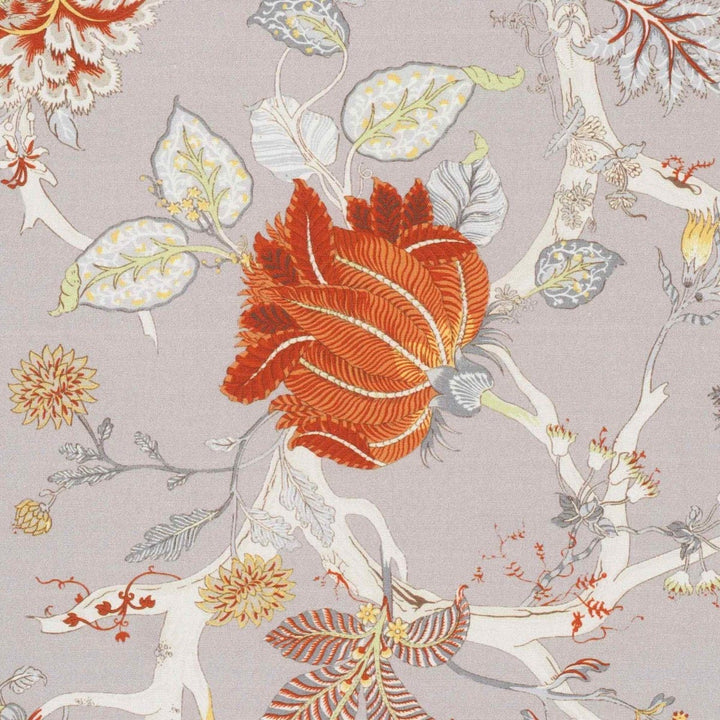 Bukhara Floral Taupe Orange Double Width Fabric