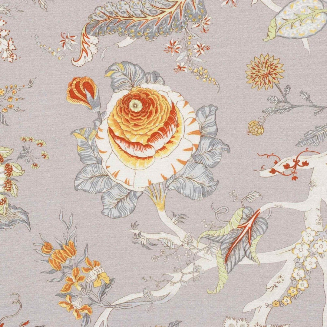 Bukhara Floral Taupe Orange Double Width Fabric