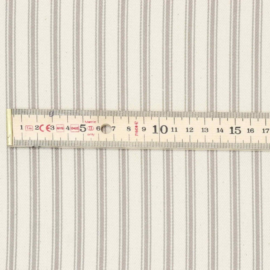 Kent Ticking Stripe Mushroom Fabric