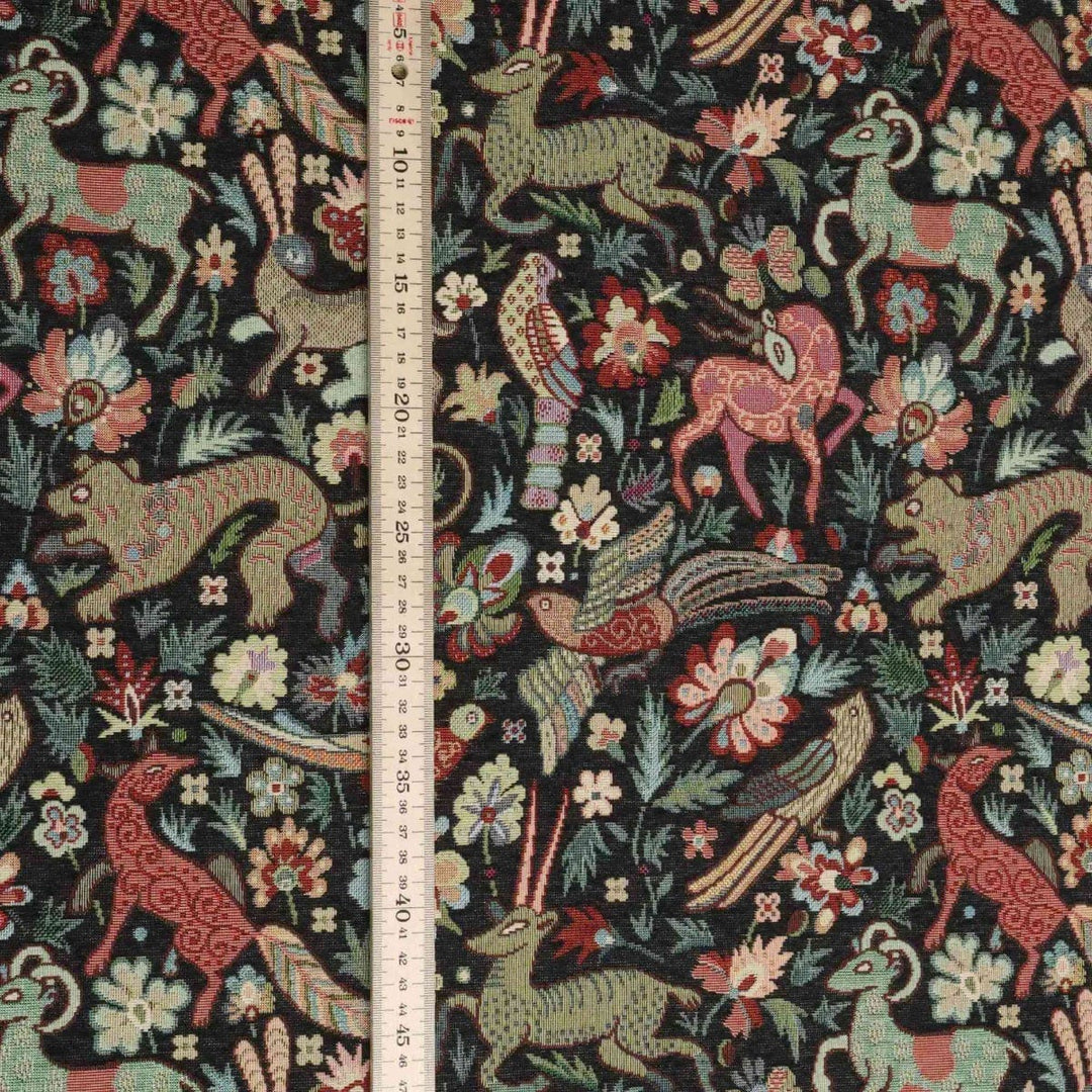 Tudor Forest Tapestry Black Fabric