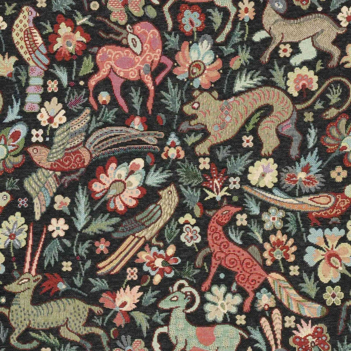 Tudor Forest Tapestry Black Fabric