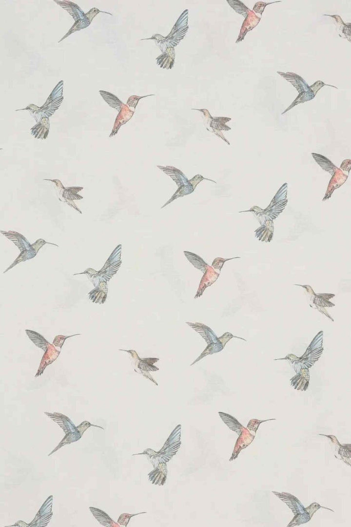 White Sheer Hummingbirds Fabric