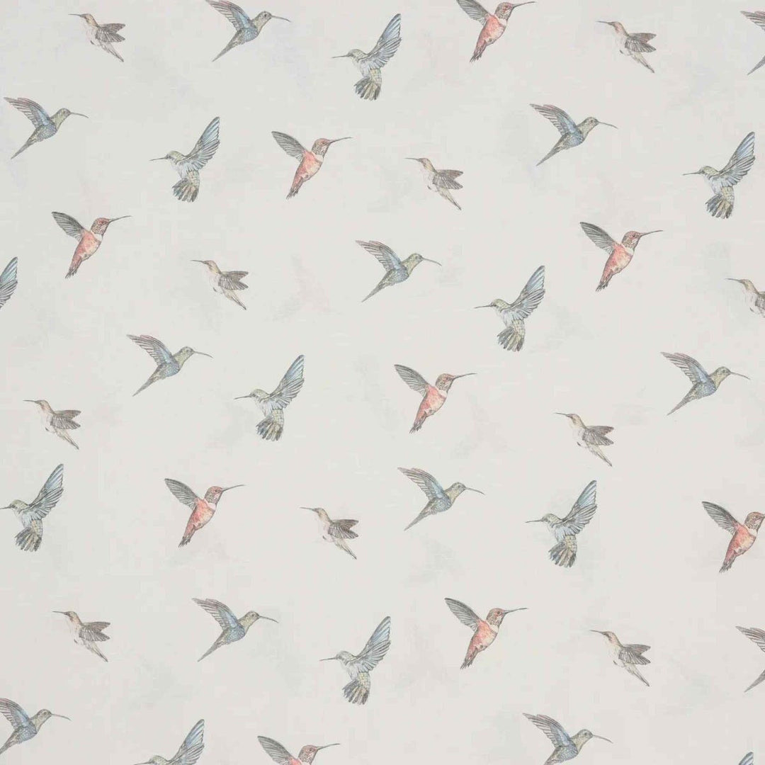 Clearance White Sheer Hummingbirds Fabric