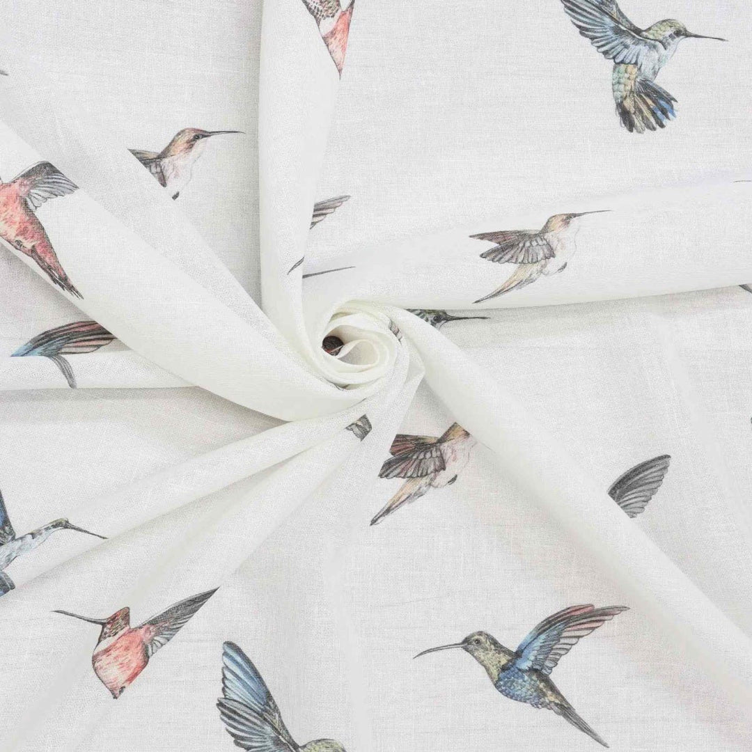 Clearance White Sheer Hummingbirds Fabric