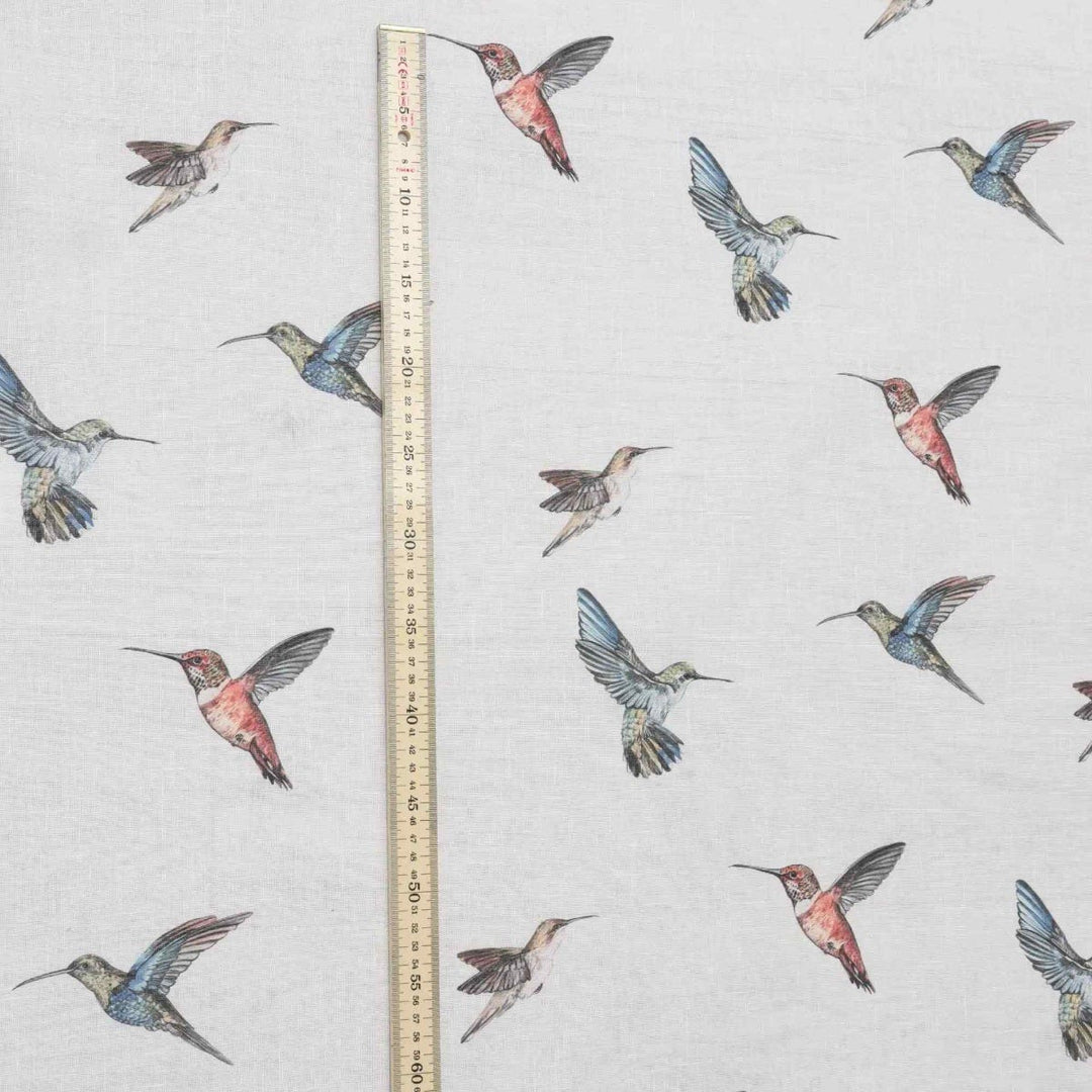 Clearance White Sheer Hummingbirds Fabric