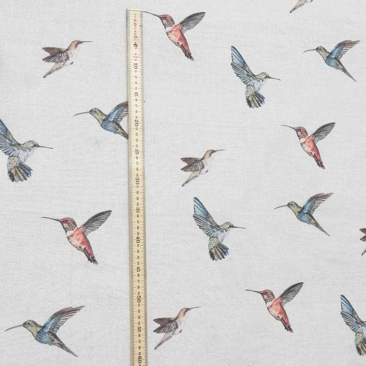 White Sheer Hummingbirds Fabric