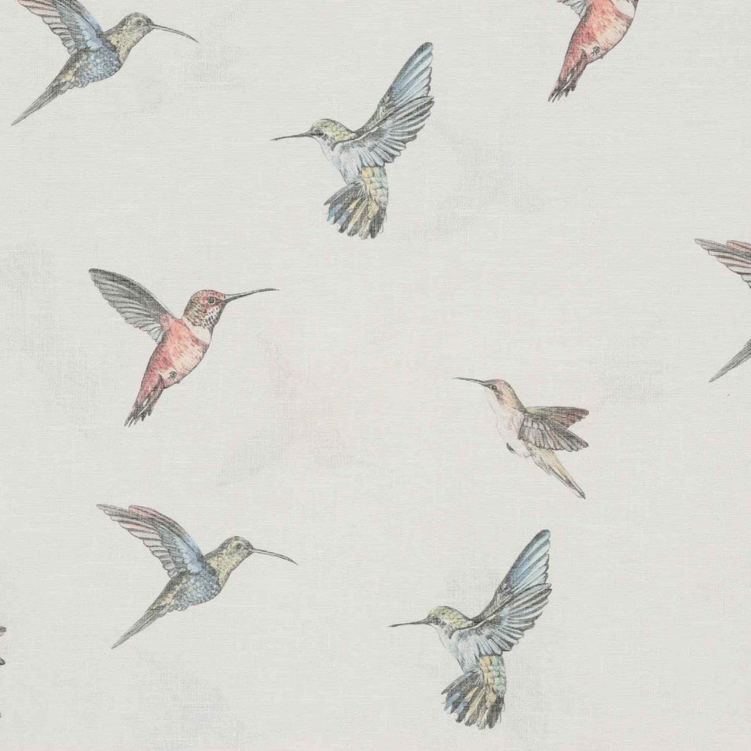 Clearance White Sheer Hummingbirds Fabric