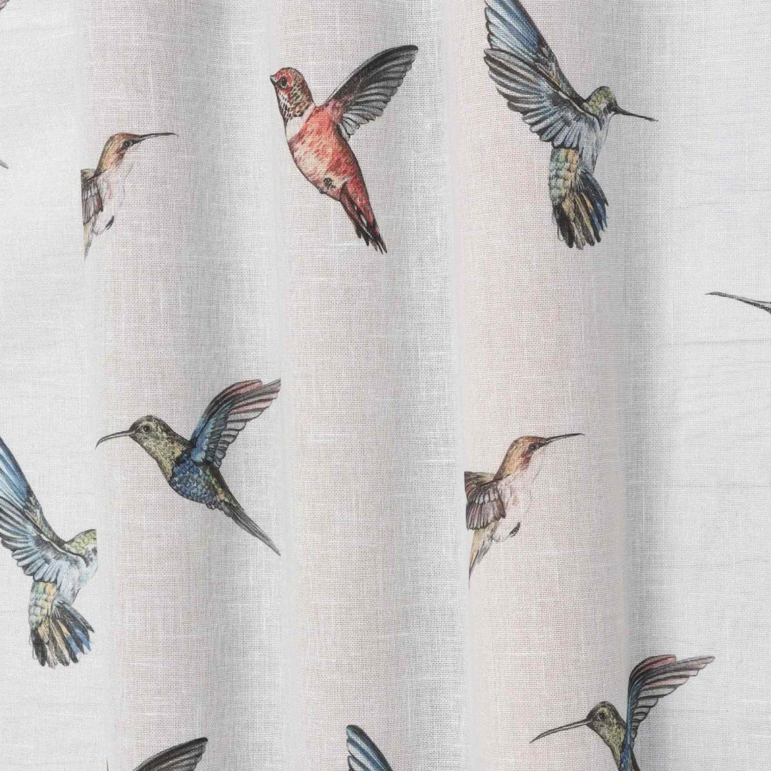 White Sheer Hummingbirds Fabric