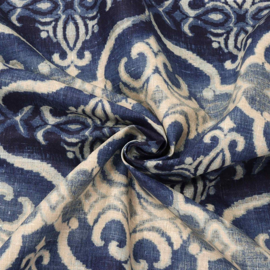 Giacomo Ikat Linen Blue Fabric