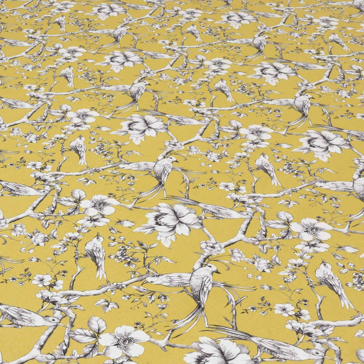 Floral Bird Toile Mustard Fabric