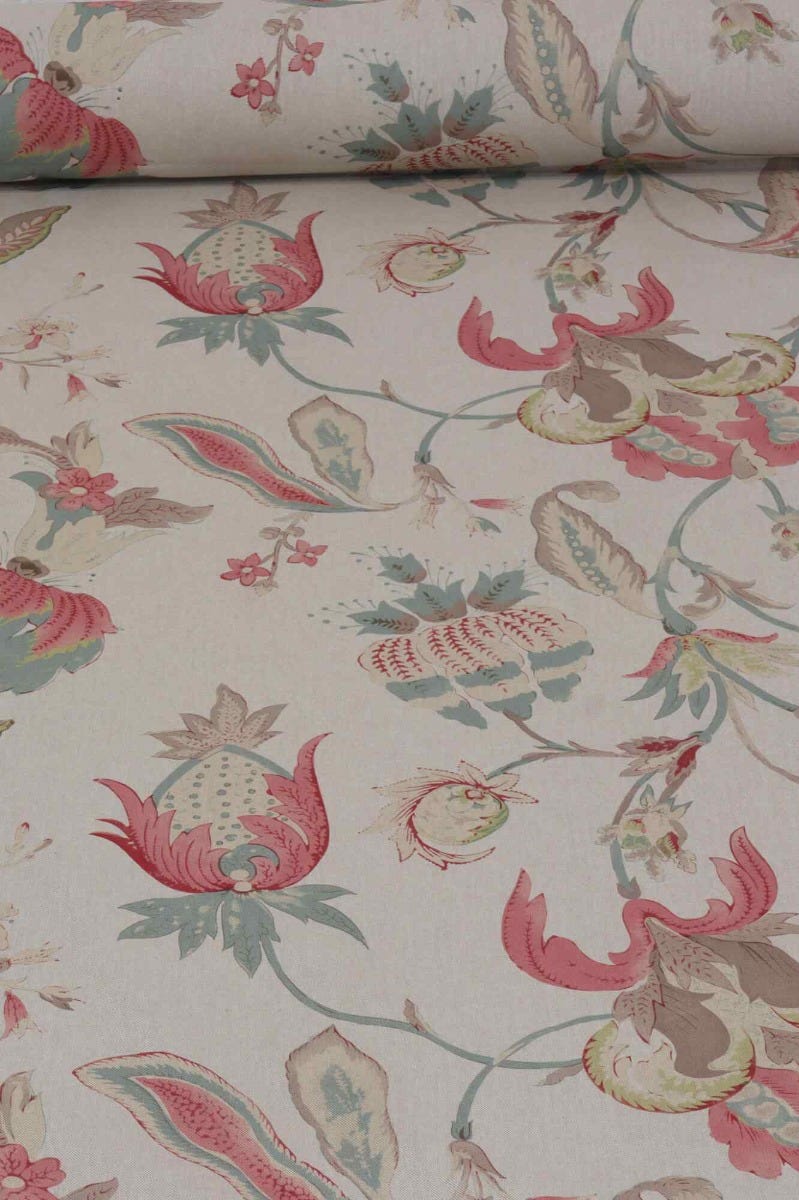 Jacobean Floral Rose Fabric