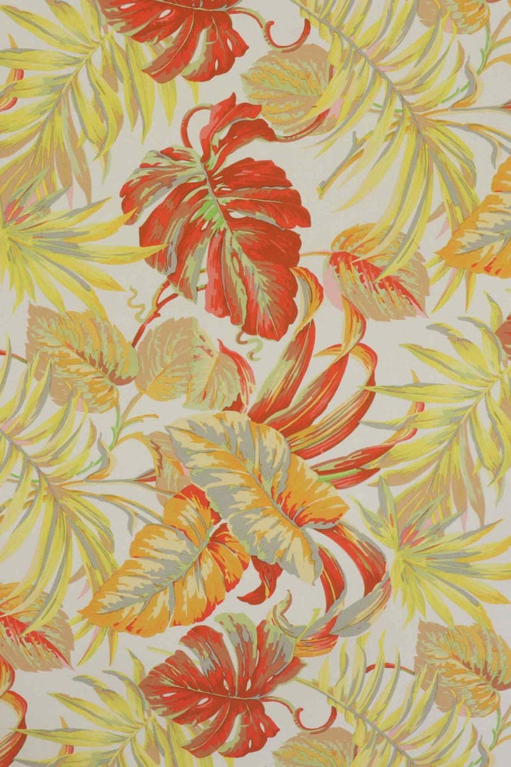 Tropical Foliage Flame Outdoor Fabric