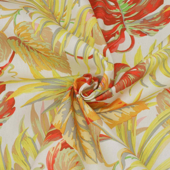 Tropical Foliage Flame Outdoor Fabric