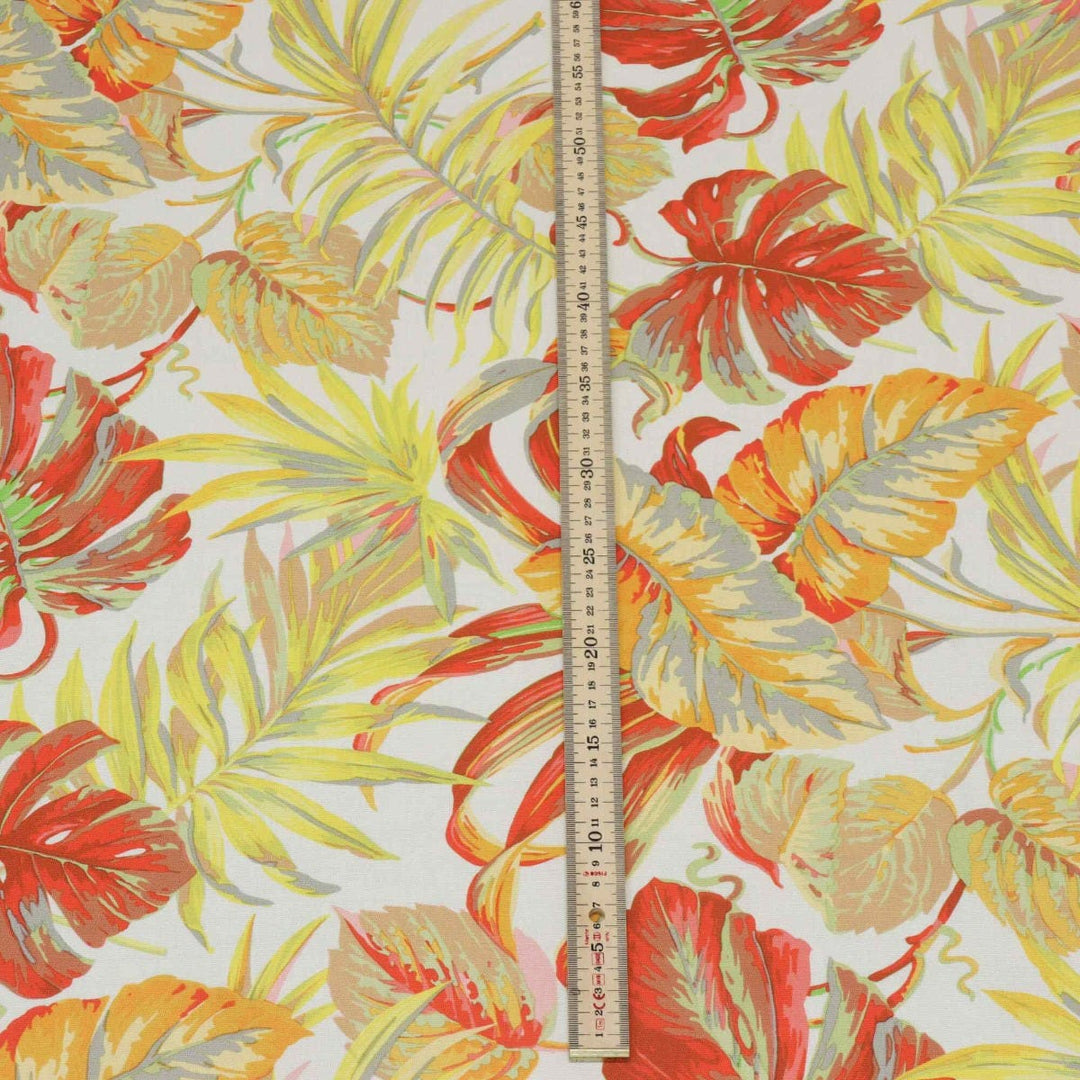 Tropical Foliage Flame Outdoor Fabric