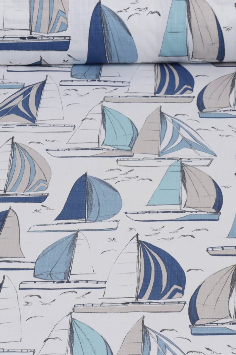 Sailboats Blue Fabric