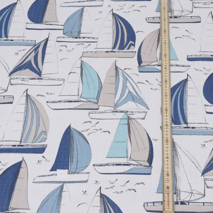 Sailboats Blue Fabric