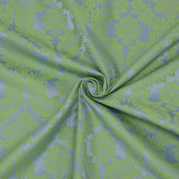 Alderton Luxury Damask Lime On Duck Egg Fabric