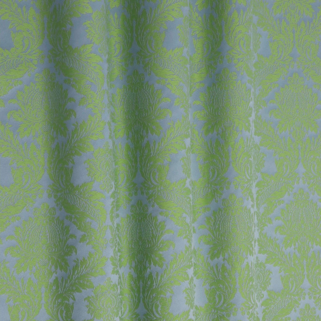 Alderton Luxury Damask Lime On Duck Egg Fabric