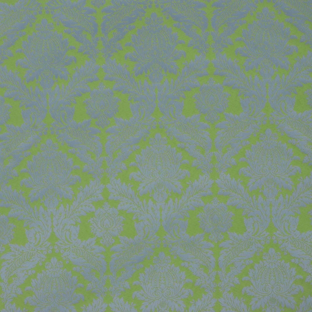 Alderton Luxury Damask Lime On Duck Egg Fabric