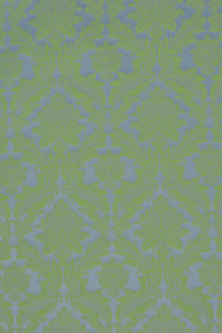 Alderton Luxury Damask Lime On Duck Egg Fabric