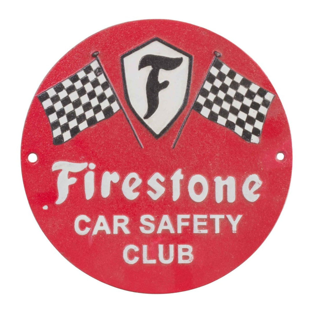 Firestone Car Safety Cast Iron Round Wall Sign