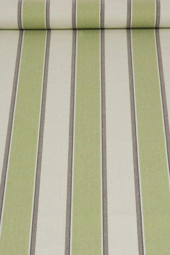 Danbury Herringbone Green Stripe FR Fabric