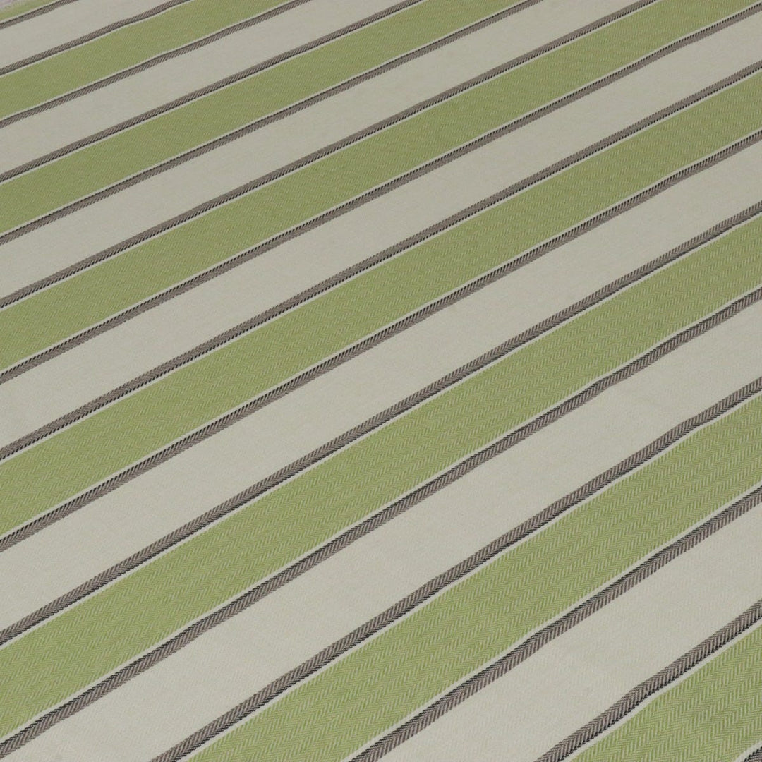 Danbury Herringbone Green Stripe FR Fabric