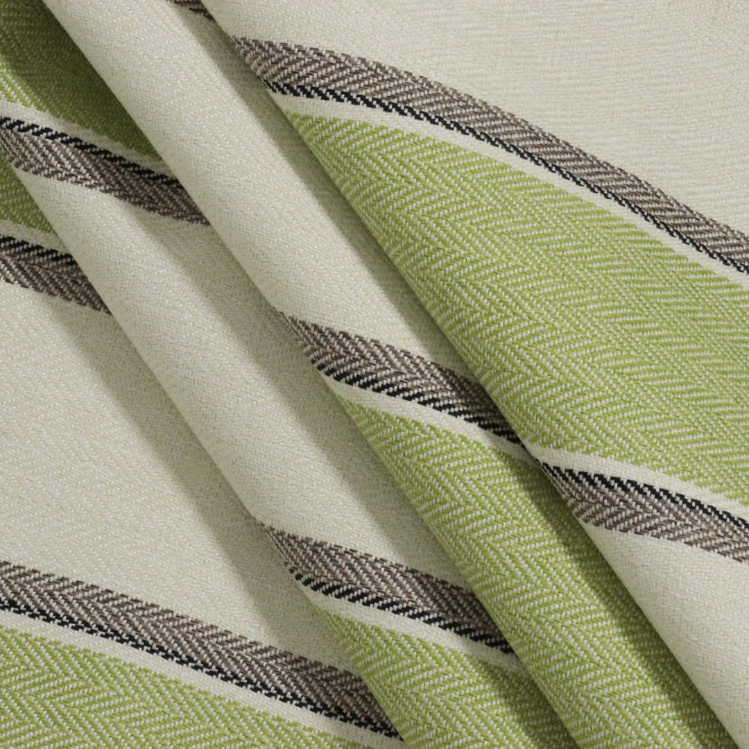 Danbury Herringbone Green Stripe FR Fabric