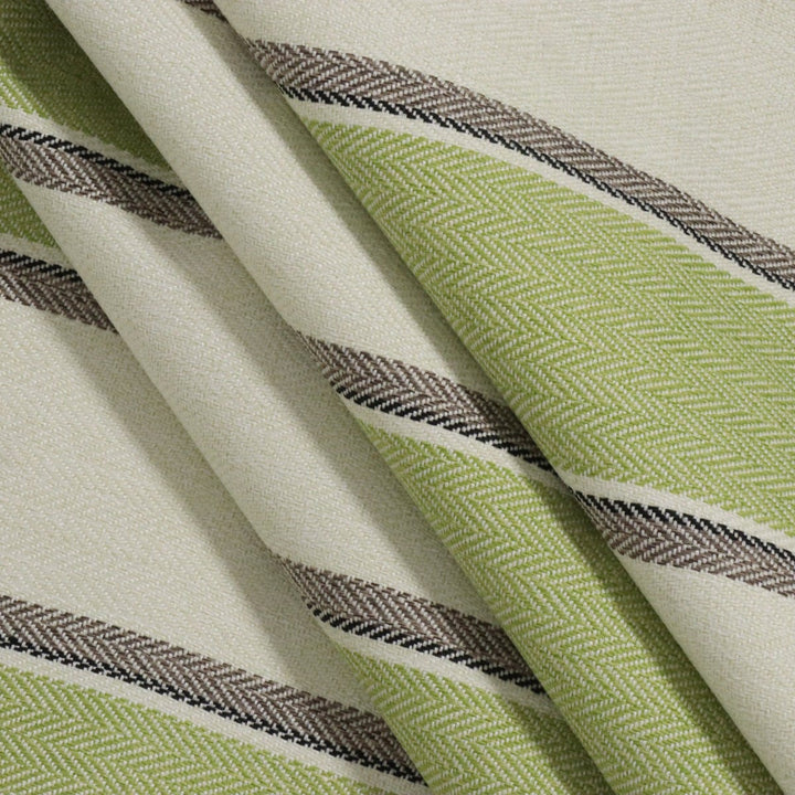 Danbury Herringbone Green Stripe FR Fabric