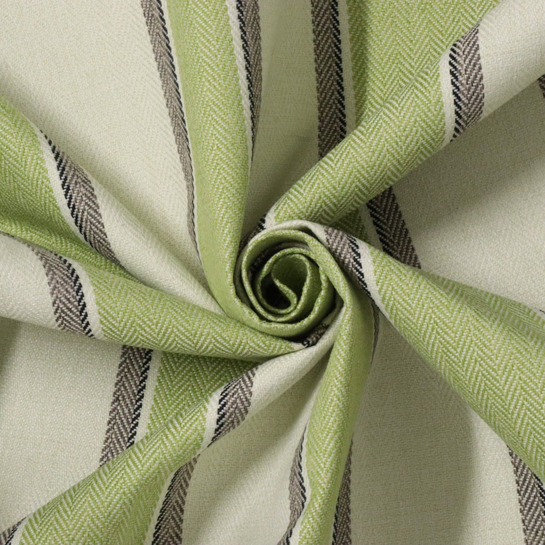 Danbury Herringbone Green Stripe FR Fabric