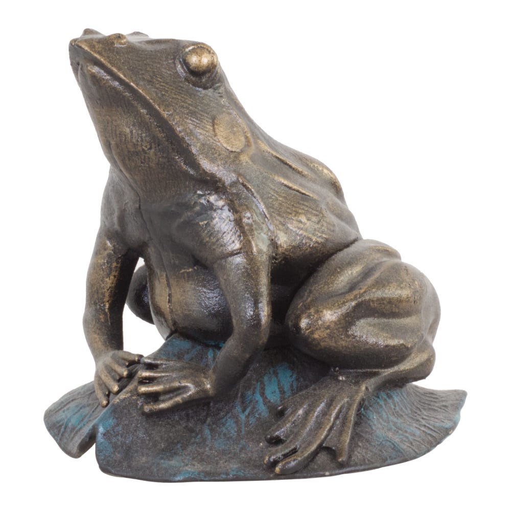 Antique Bronzed Frog On Lotus Leaf Ornament