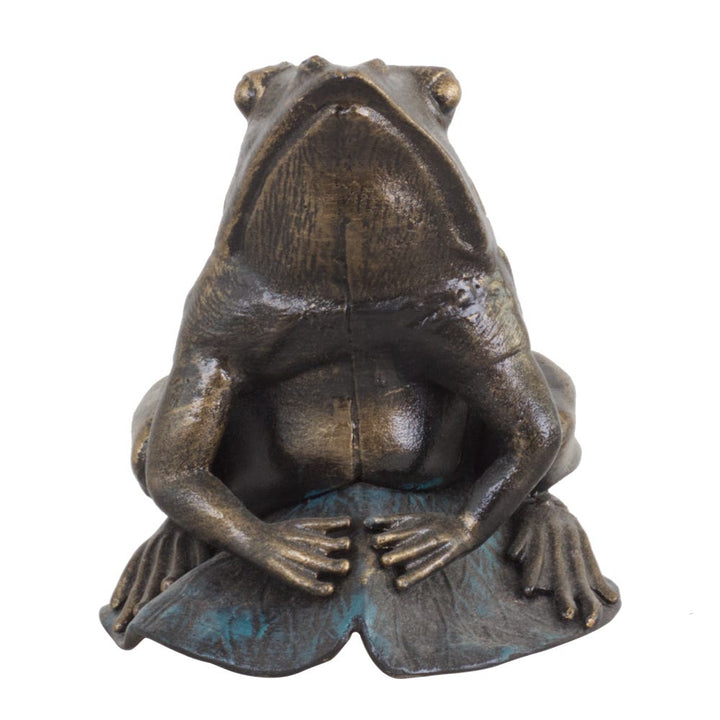 Antique Bronzed Frog On Lotus Leaf Ornament