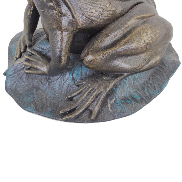 Antique Bronzed Frog On Lotus Leaf Ornament