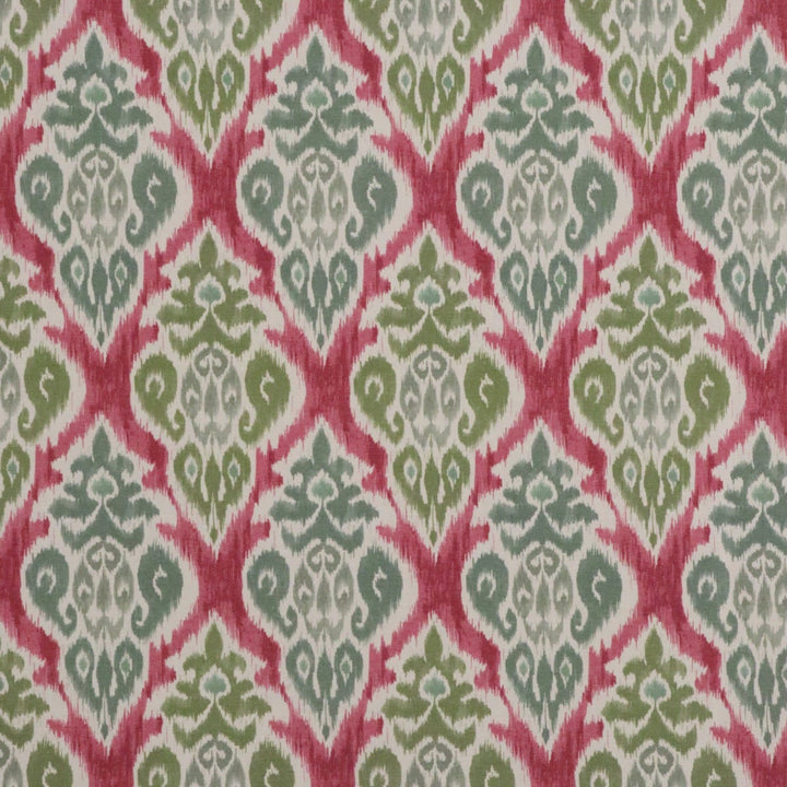 Chess Designs Arlo Olive Fuchsia Ikat Fabric