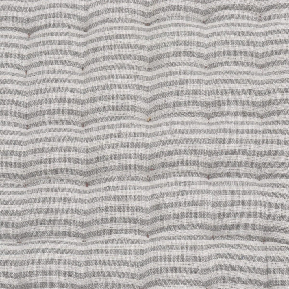 Falmouth Stripe Grey Cotton Fringed Seat Pad