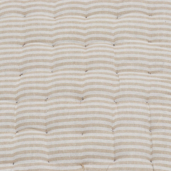 Falmouth Stripe Beige Cotton Fringed Seat Pad