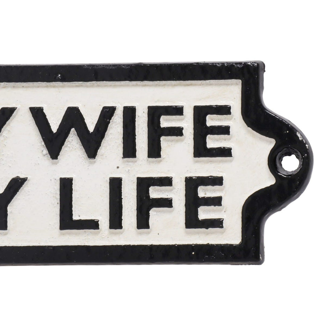 Happy Wife, Happy Life Cast Iron Wall Sign