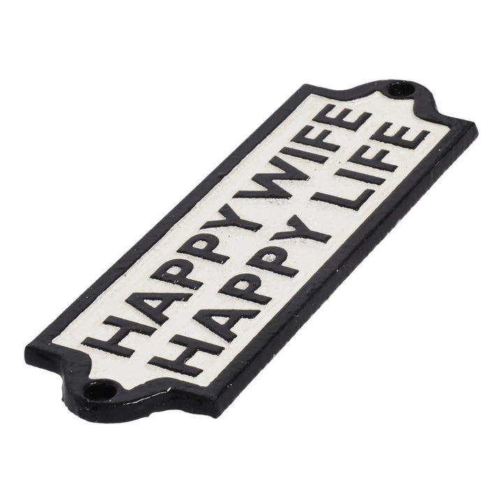 Happy Wife, Happy Life Cast Iron Wall Sign