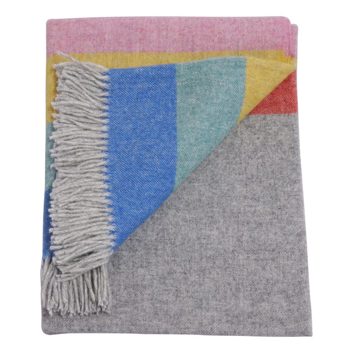 Bronte By Moon Multi Stripe Brights Grey Wool Throw