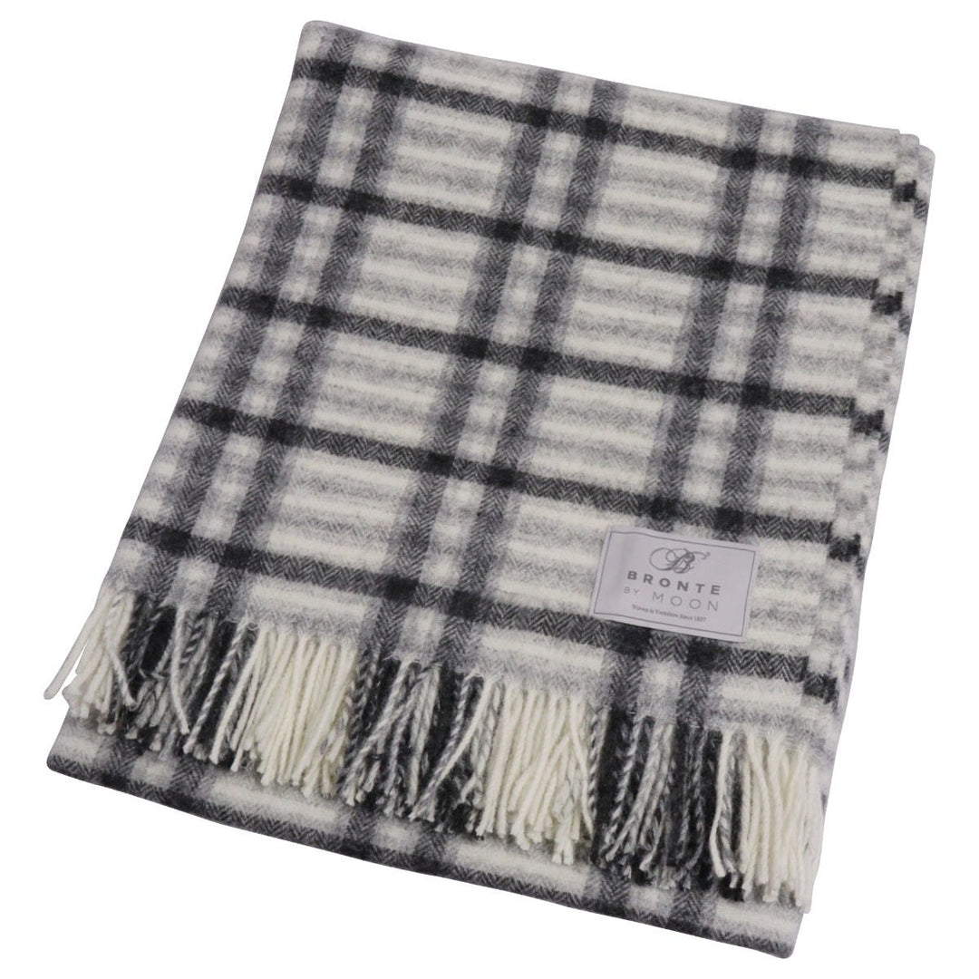 Bronte By Moon Check Grey Wool Throw