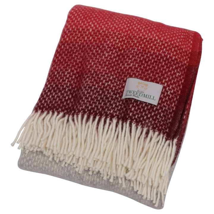 Tweedmill Ombre Wool Throw Raspberry/Grey