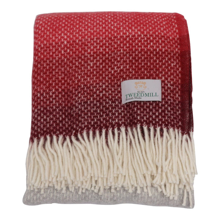 Tweedmill Ombre Wool Throw Raspberry/Grey