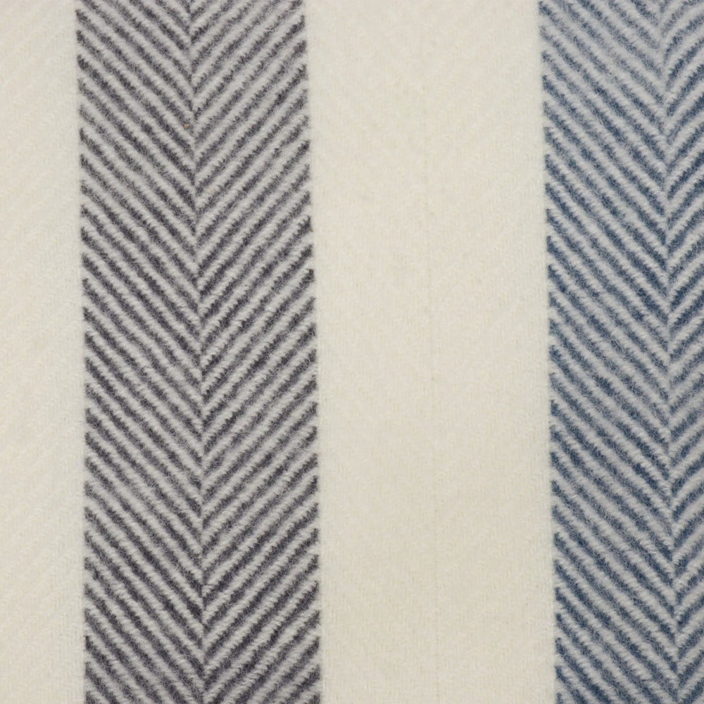 Tweedmill Herringbone Stripe Wool Throw Petrol & Blue Slate