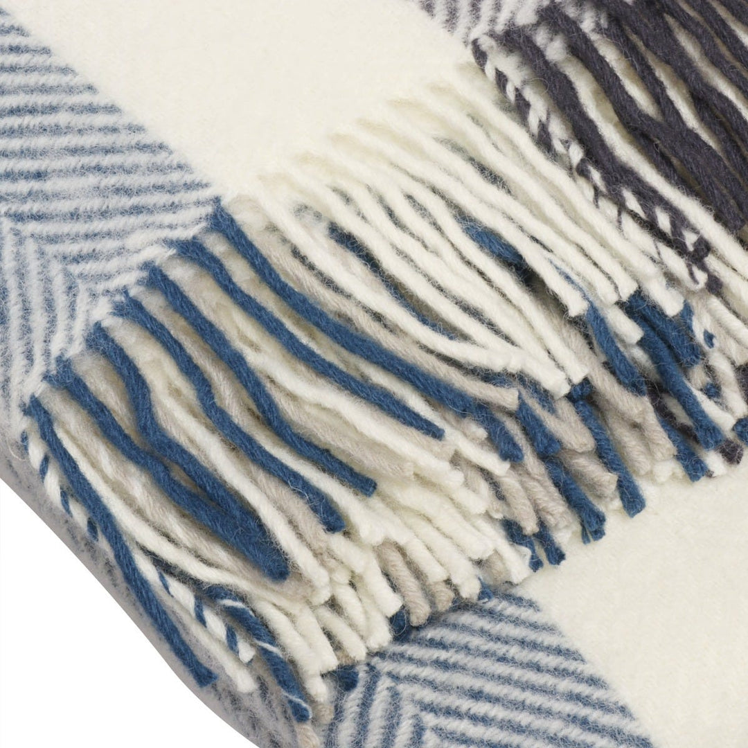 Tweedmill Herringbone Stripe Wool Throw Petrol & Blue Slate