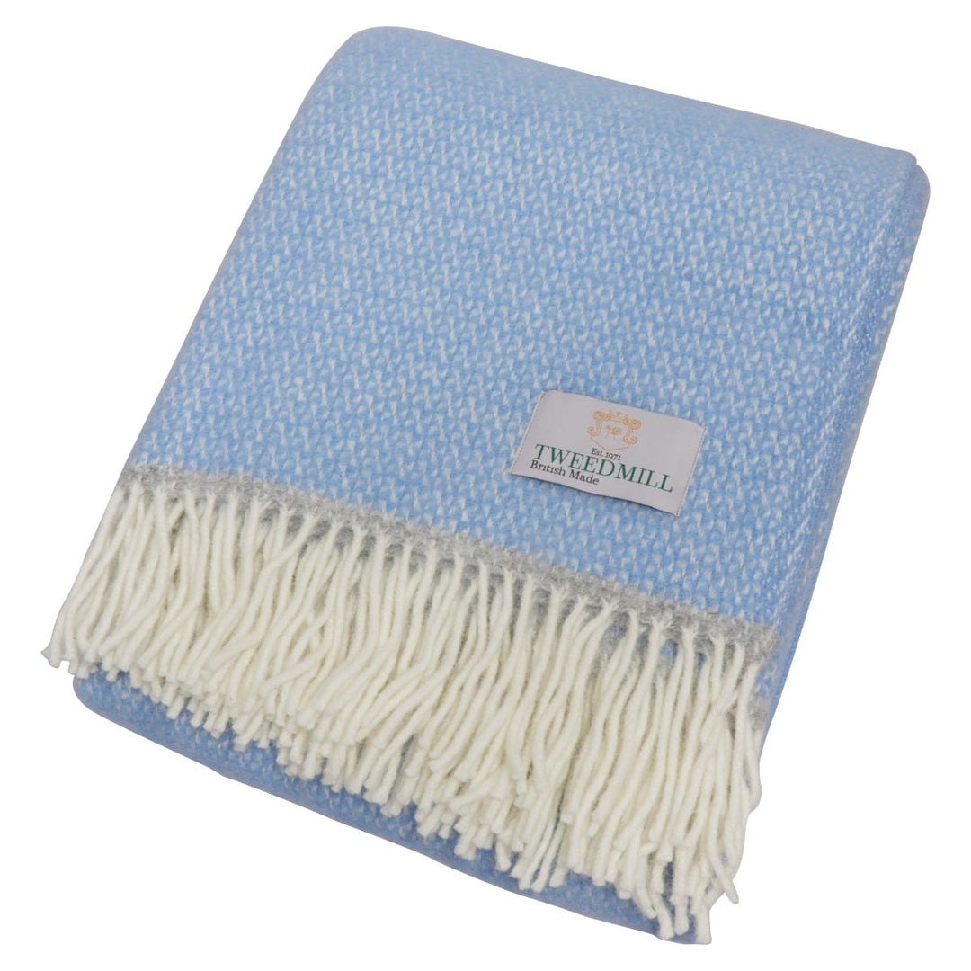 Tweedmill Illusion Wool Throw Sky Blue