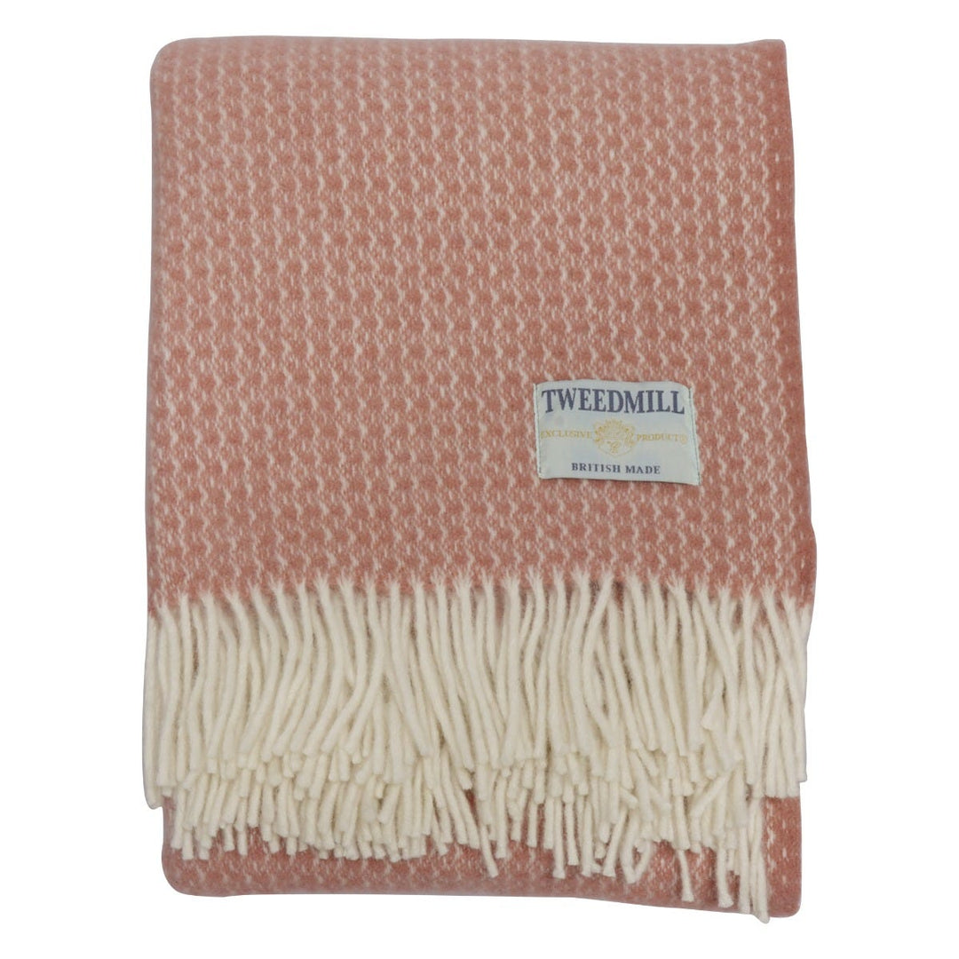 Tweedmill Geometric Wool Throw Salmon